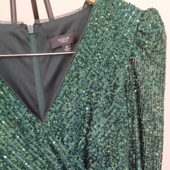 New Aqua Formal Sequined Maxi Formal Evening Dress Gown - Picture 5 of 6